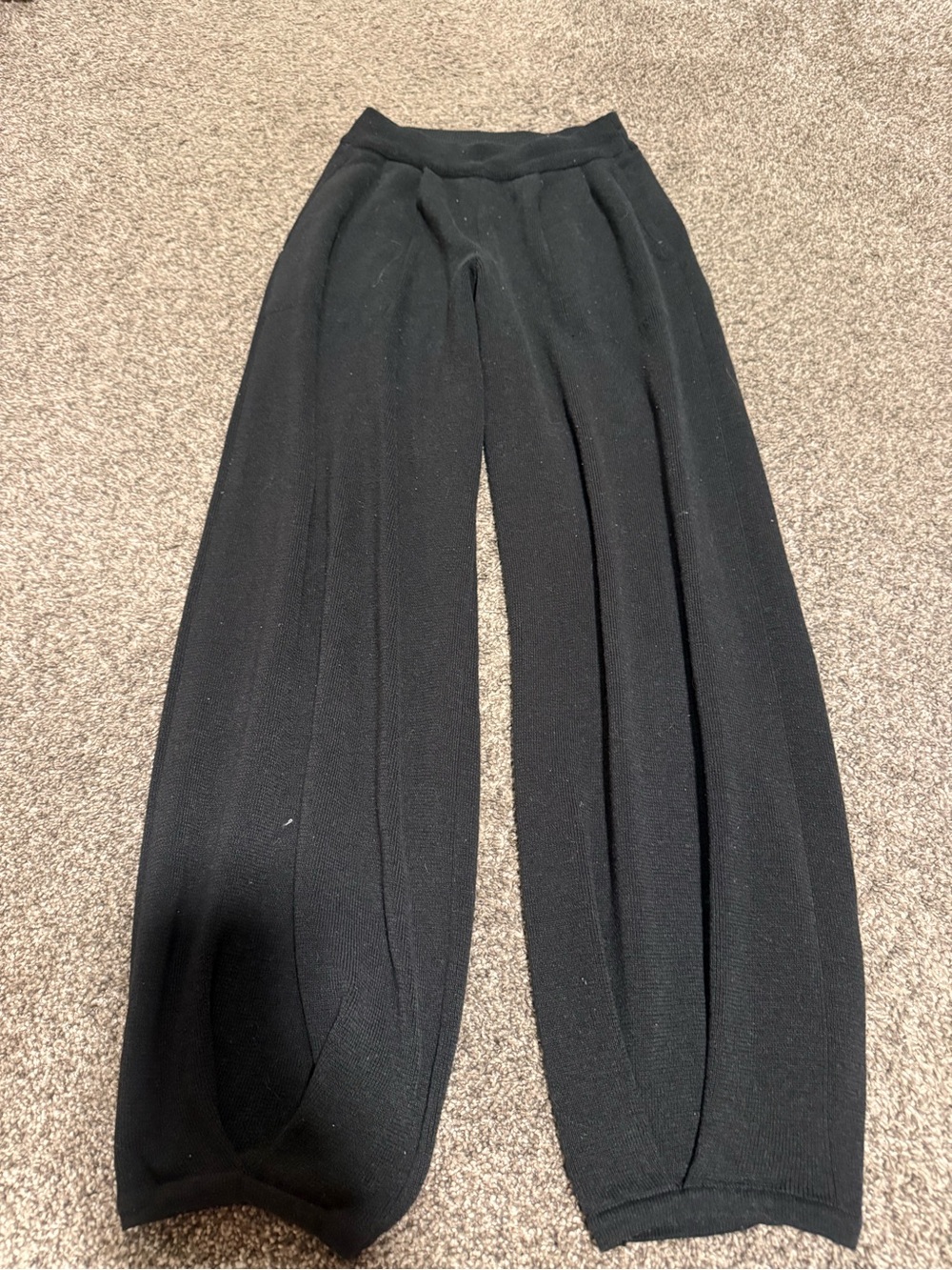 Free People Black Wide-Leg Knit Pants - Women's Casual Trousers
